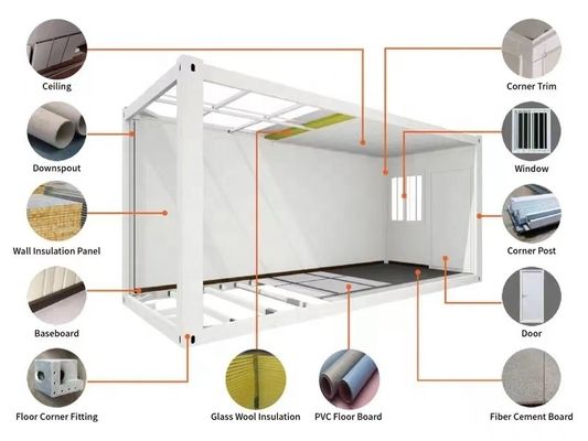 Résistance au vent Assemblage rapide cadre en acier léger Portable maison de conteneurs préfabriquée indépendante