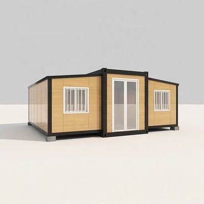 Maison de conteneurs à double aile de 20 pieds avec plafond de panneau sandwich EPS et plancher de planche MGO