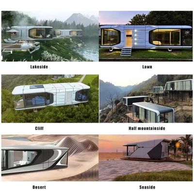 Vente Villa de plage de luxe avec une maison capsule spatiale mobile préfabriquée.
