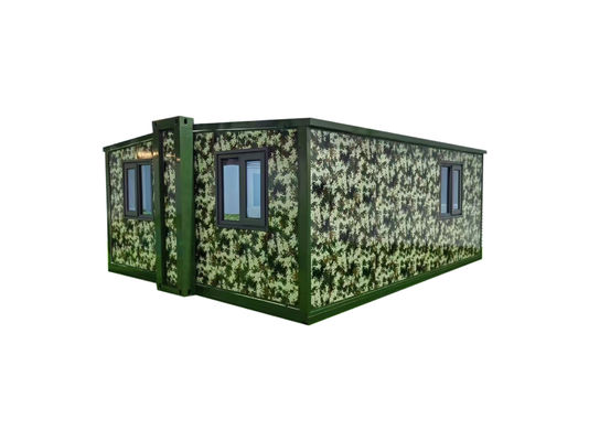 Boîte d'expansion à double aile, porte en acier rouge de 20 pieds, conteneur habitable