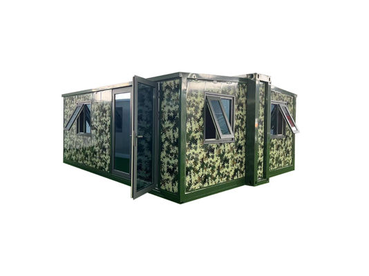 Boîte d'expansion à double aile, porte en acier rouge de 20 pieds, conteneur habitable