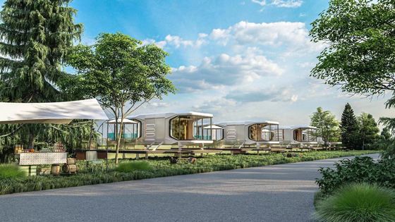Hôtel résistant au vent Smart Building Capsule Space Mobile préfabriqué avec plancher de planche MGO