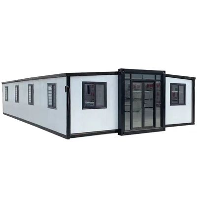 Installation rapide de petites maisons mobiles modulaires de 20 et 40 pieds avec deux maisons de conteneurs à ailes