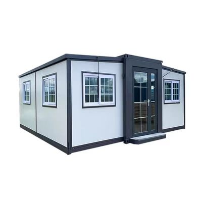 Maison de conteneurs préfabriqués évolutifs avec salle pliante à double aile et plancher en carton MGO