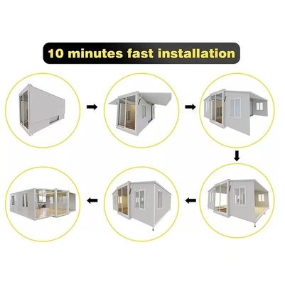Maison de conteneurs préfabriqués évolutifs avec salle pliante à double aile et plancher en carton MGO